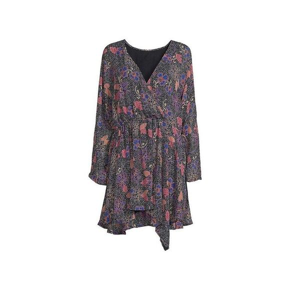 Free People Women's Teegan Floral Wrap Dress - Peach Combo - L - Picture 3 of 3